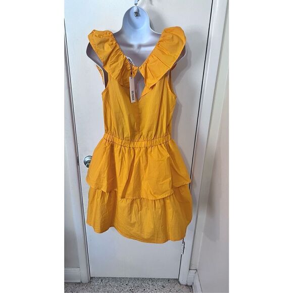 Bb Dakota Steve Madden Summer Sunset Ruffle Dress Yellow Size Medium NWT P1-17 - Picture 5 of 10